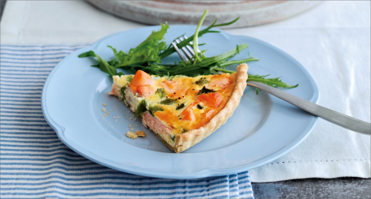 Kerrymaid's Smoked Salmon & Sugar Snap Pea Tart